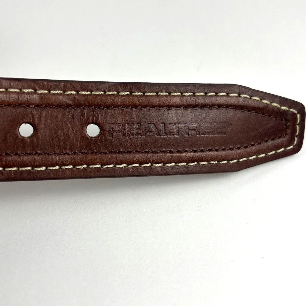 New Realtree Leather Belt Mens 40 Brown Stitched Rugged Outdoor Accessory Rustic